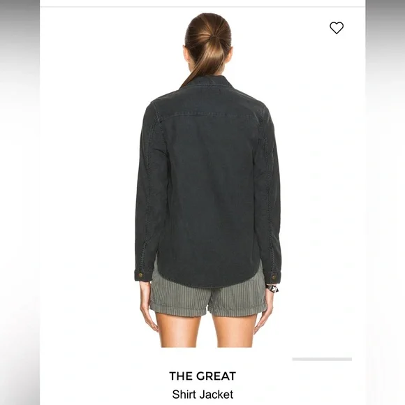 THE GREAT Women’s Shirt Jacket in Washed Black Sz 1 EUC - Picture 13 of 13